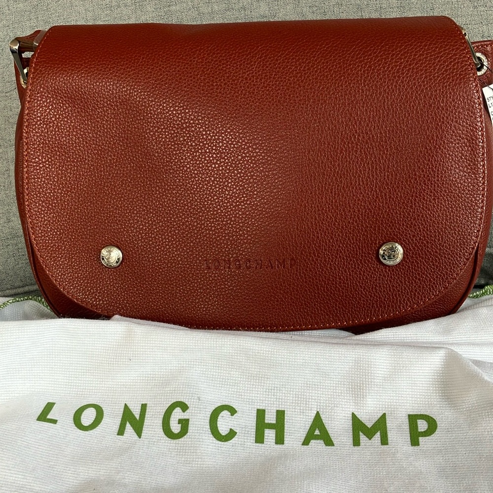 NWT Longchamp Le Foulonne Med Saddle Crossbody in Chesnut